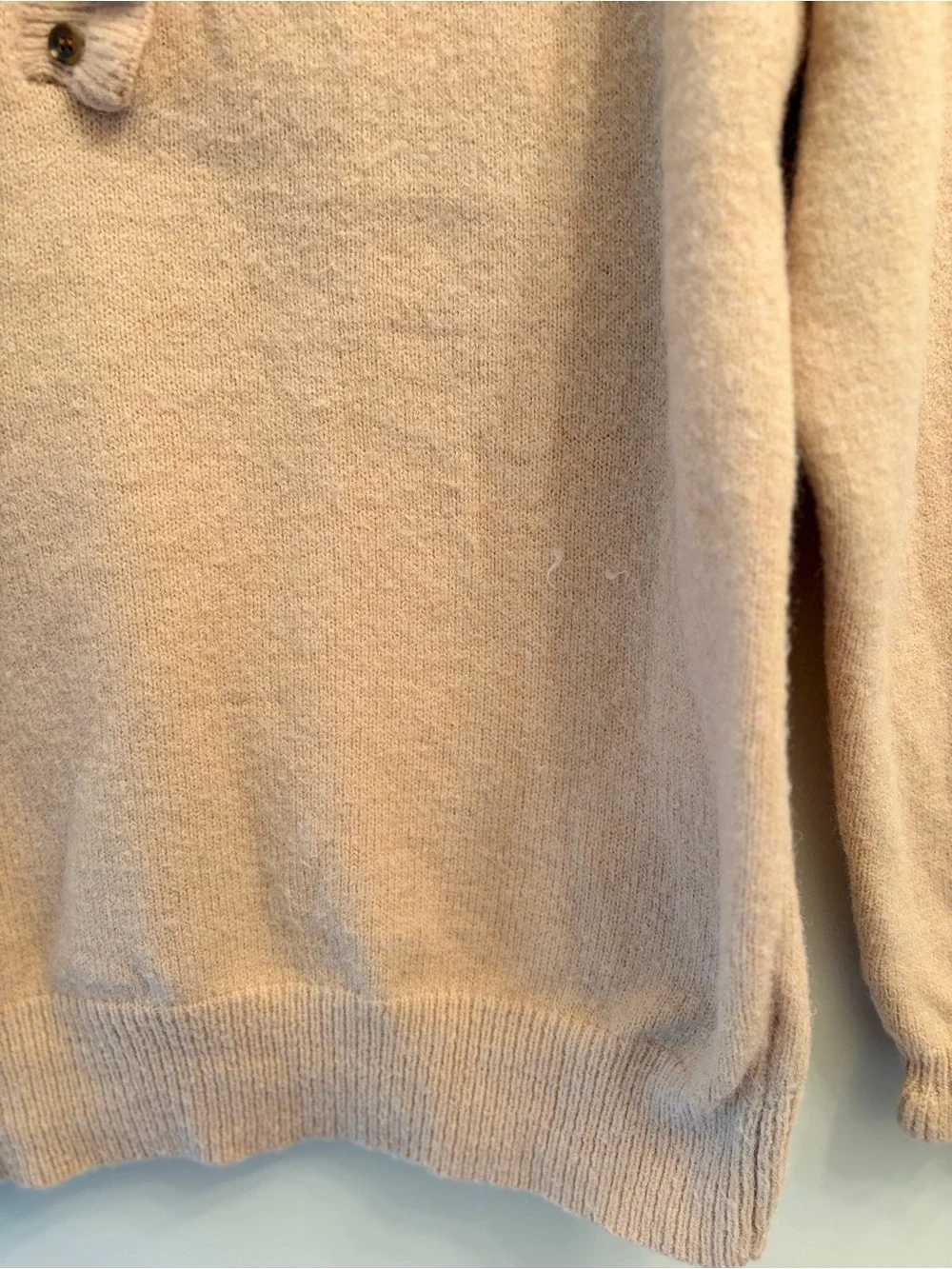 Ruffled Henley Sweater in Taupe - Picture 6 of 6